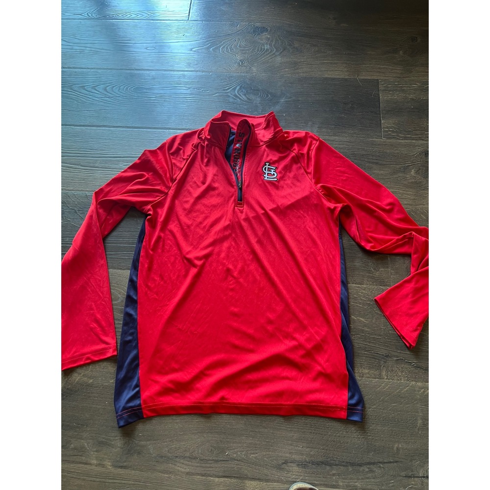 St Louis Cardinals MLB Quarter Zip Pullover Red Navy Team Athletics XL 18 Mens